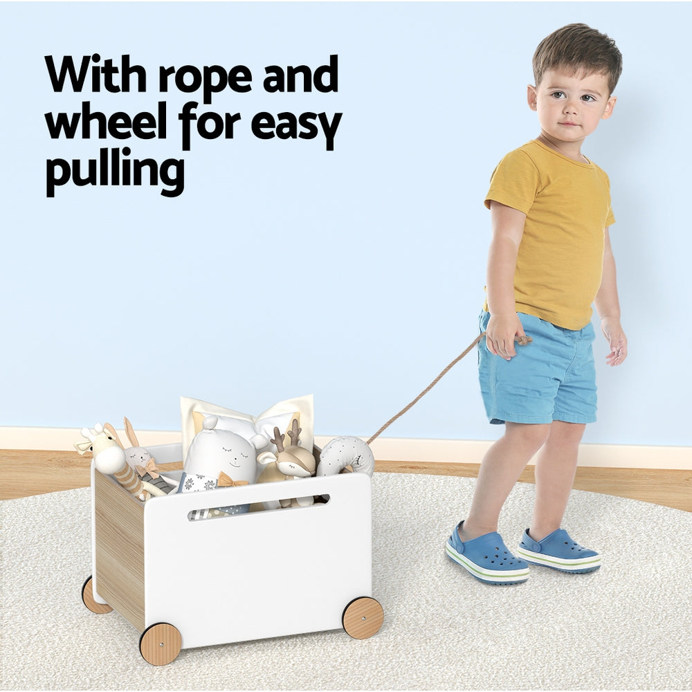 Keezi Kids Storage Box White Chest with Wheels