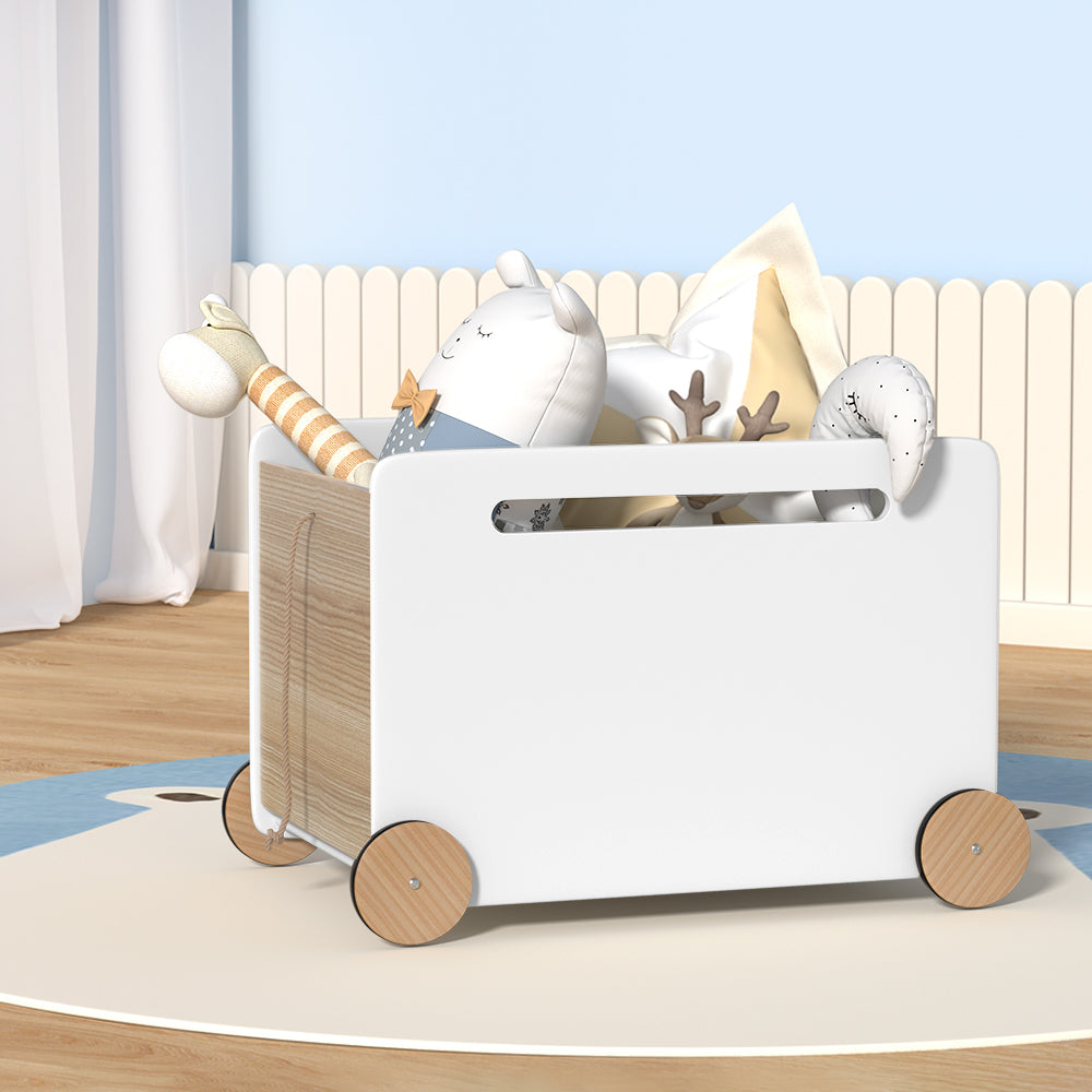 Keezi Kids Storage Box White Chest with Wheels