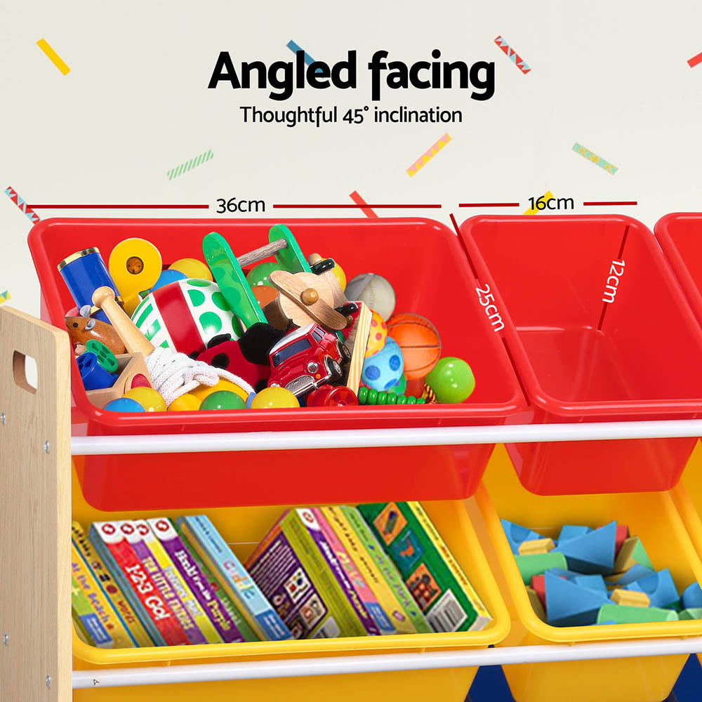 Keezi Kids Storage Rack 12 Bins Bookshelf Organiser
