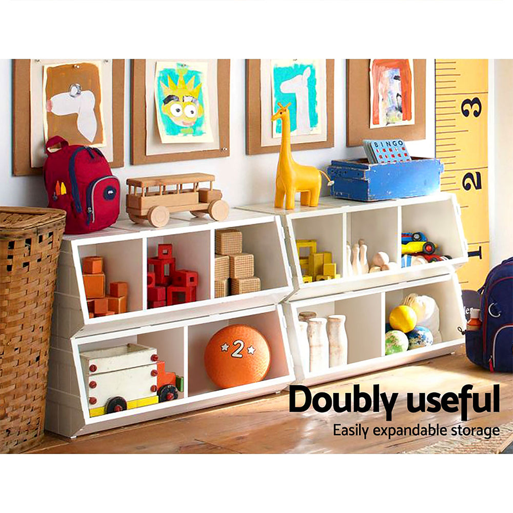 Keezi Kids Toy Box Bookshelf Organiser Stackable White
