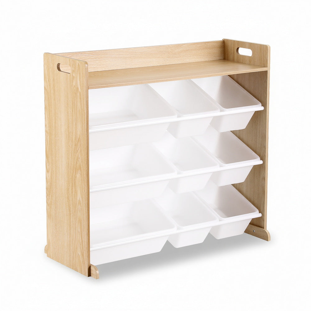 Keezi Kids Toy Box Organiser 9 Bin Bookshelf Wooden