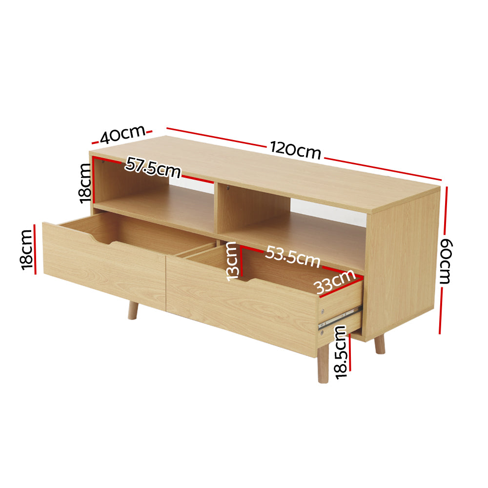 Ford 120cm TV Cabinet Entertainment Unit Pine Scandinavian Style Natural