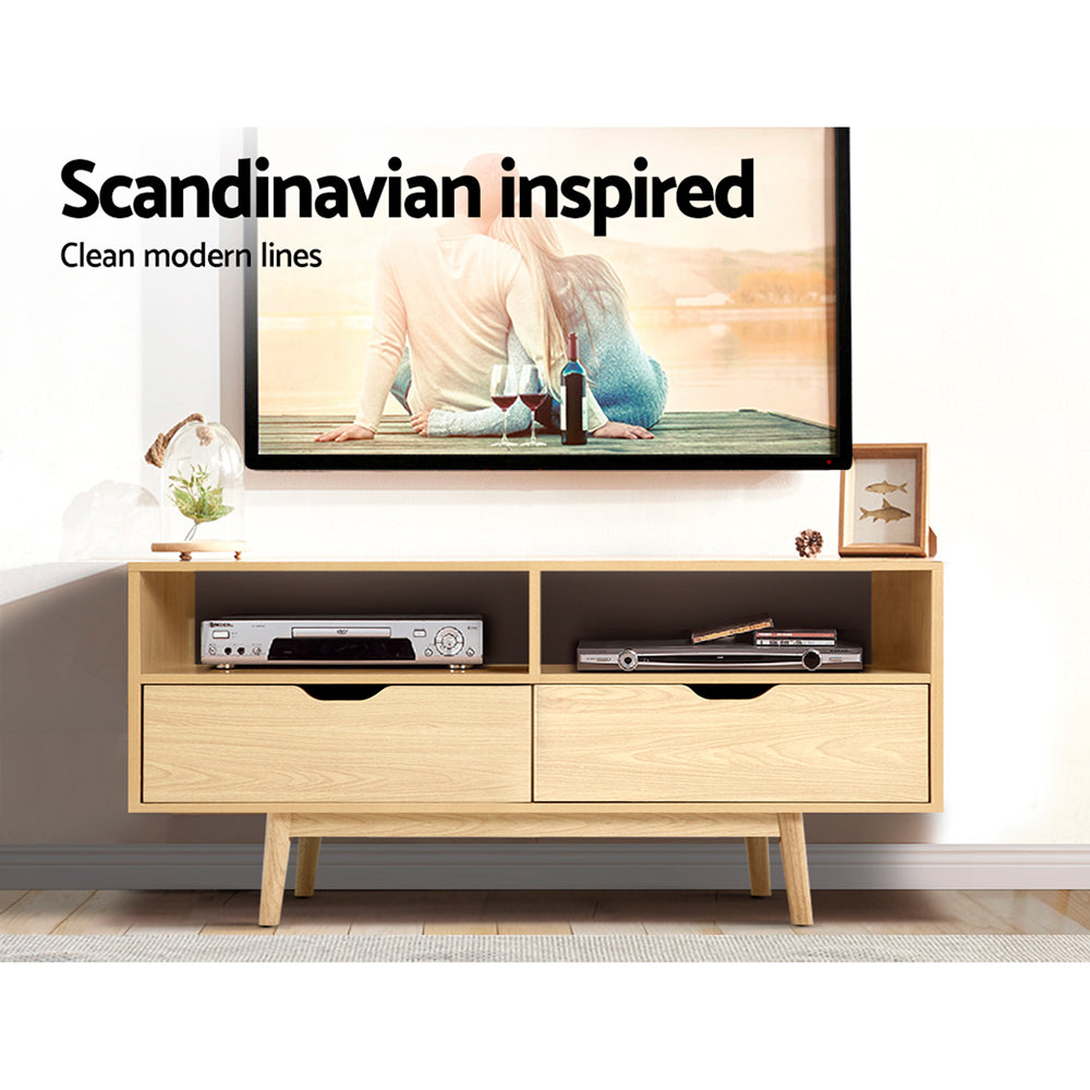 Ford 120cm TV Cabinet Entertainment Unit Pine Scandinavian Style Natural