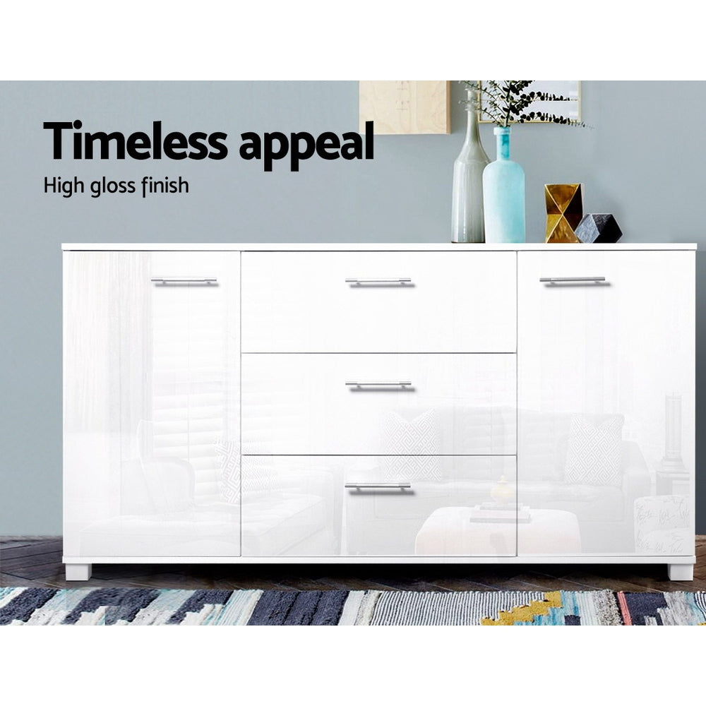 High Gloss White Buffet Sideboard with Storage