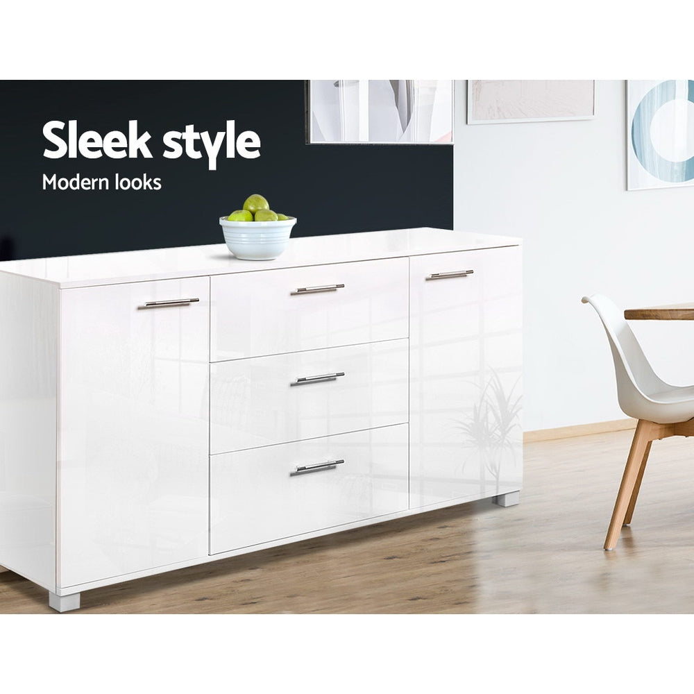 High Gloss White Buffet Sideboard with Storage
