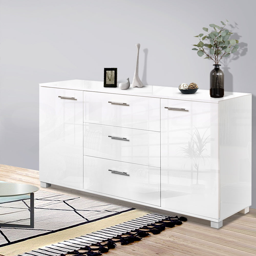 High Gloss White Buffet Sideboard with Storage