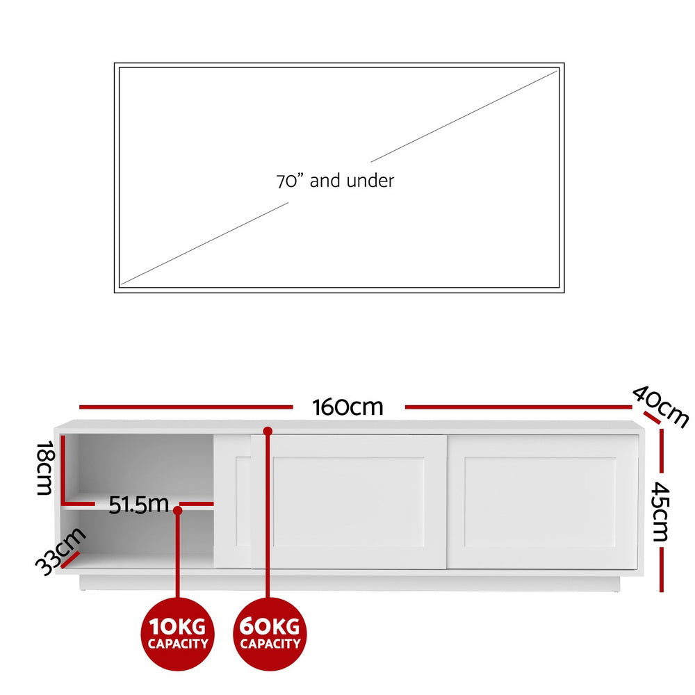 Artiss 160cm Entertainment Unit TV Cabinet White