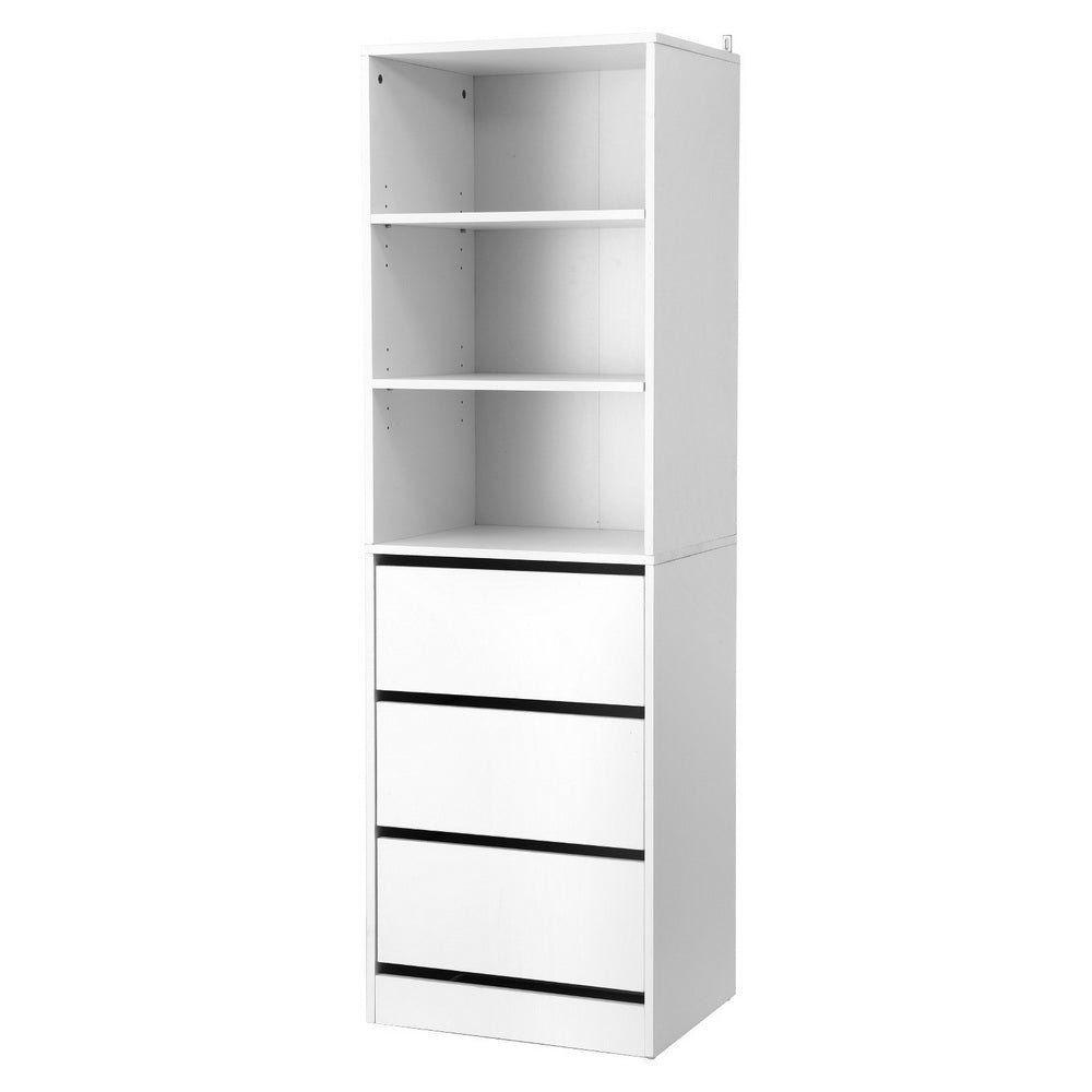 Artiss 3 Drawer Tallboy Chest of Drawers White