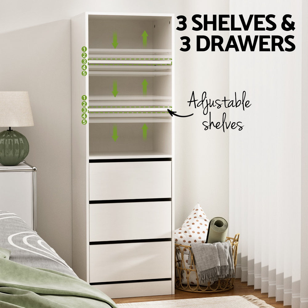 Artiss 3-Drawer Tallboy Cabinet White