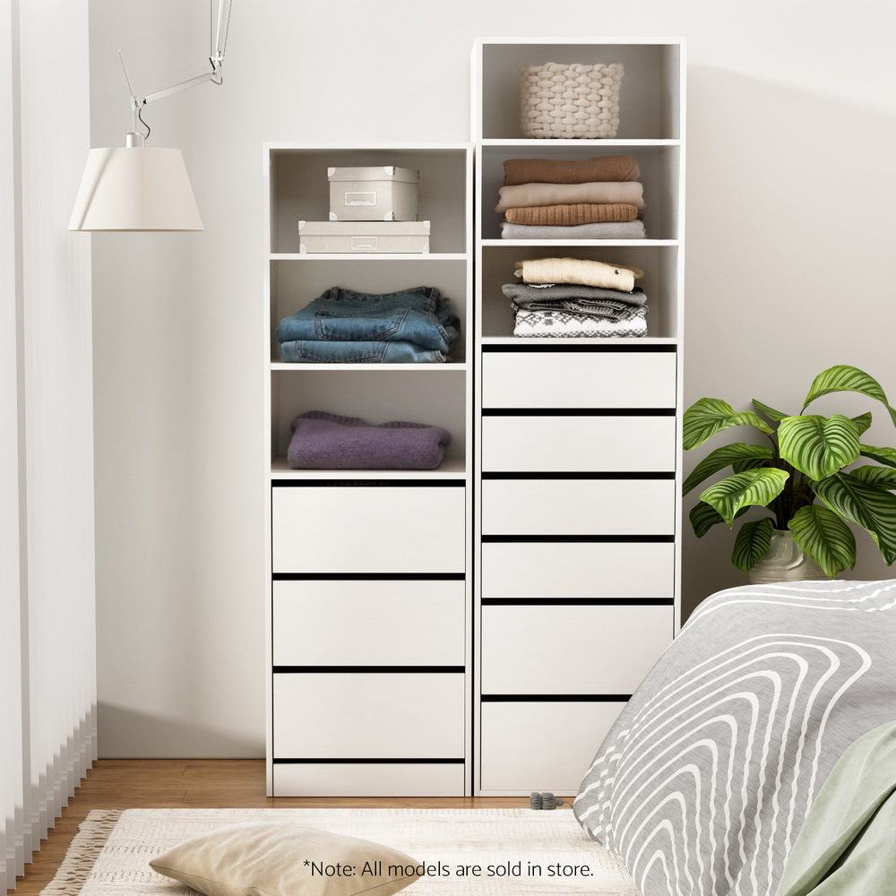 Artiss 3-Drawer Tallboy Cabinet White