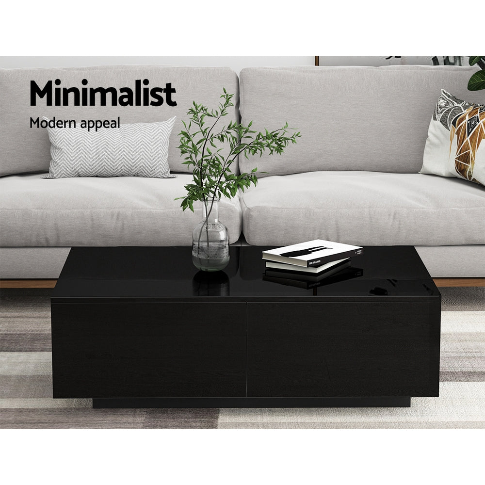 Trevi Black Coffee Table 4 Drawers High Gloss