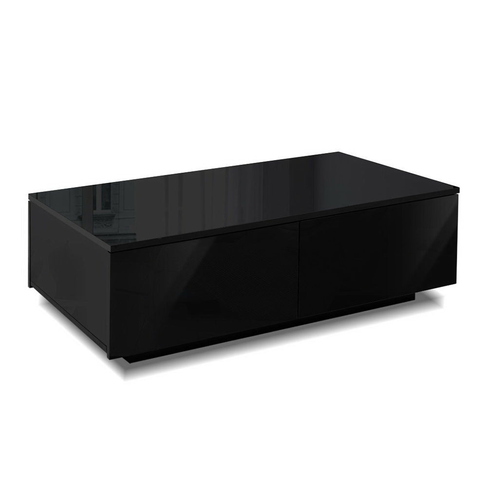 Trevi Black Coffee Table 4 Drawers High Gloss