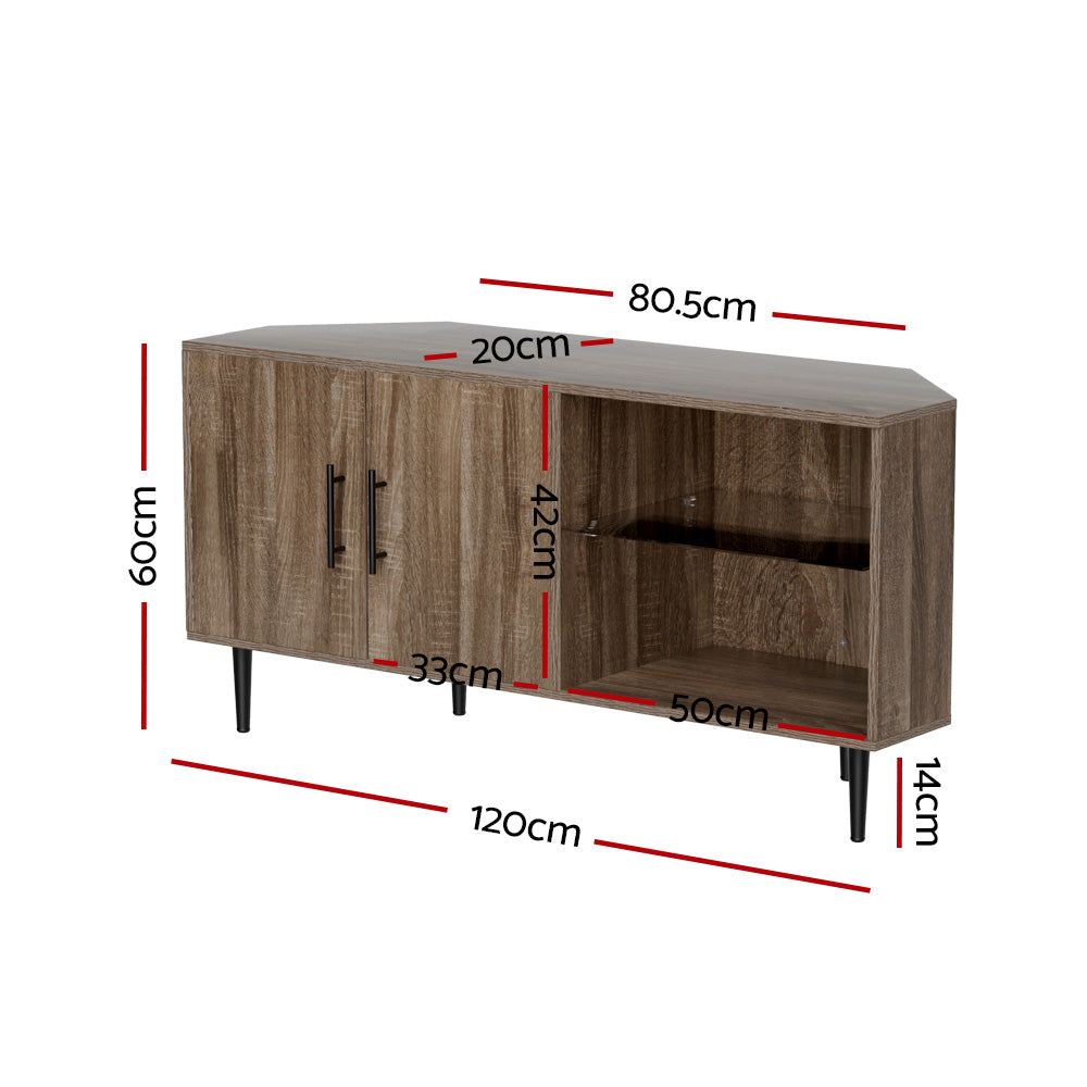 Elen 120cm Corner TV Cabinet Entertainment Unit Walnut