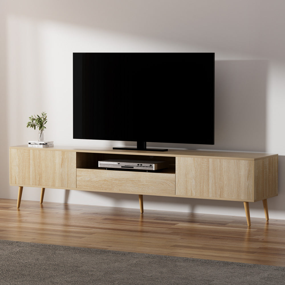 Alex 200CM TV Cabinet Entertainment Unit Storage Drawers Pine