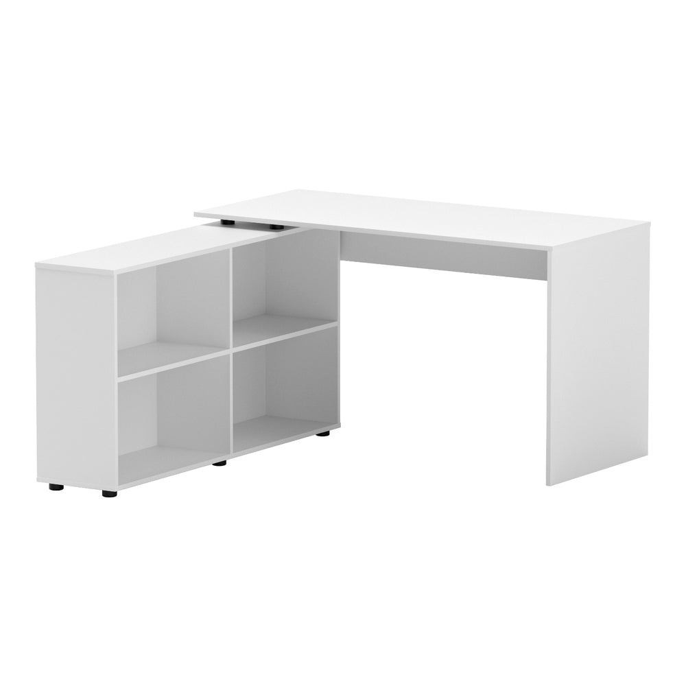 Artiss 130CM L-Shaped Computer Desk with Bookshelf White
