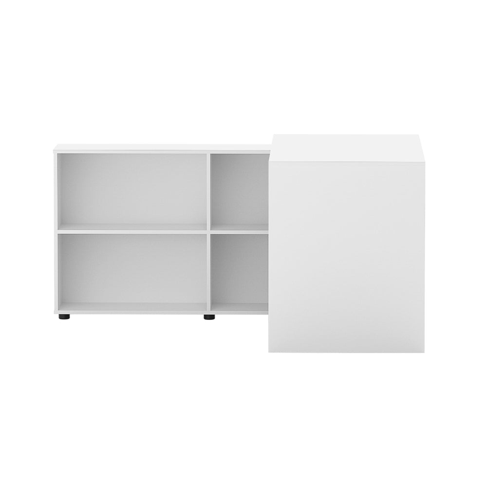 Artiss 130CM L-Shaped Computer Desk with Bookshelf White