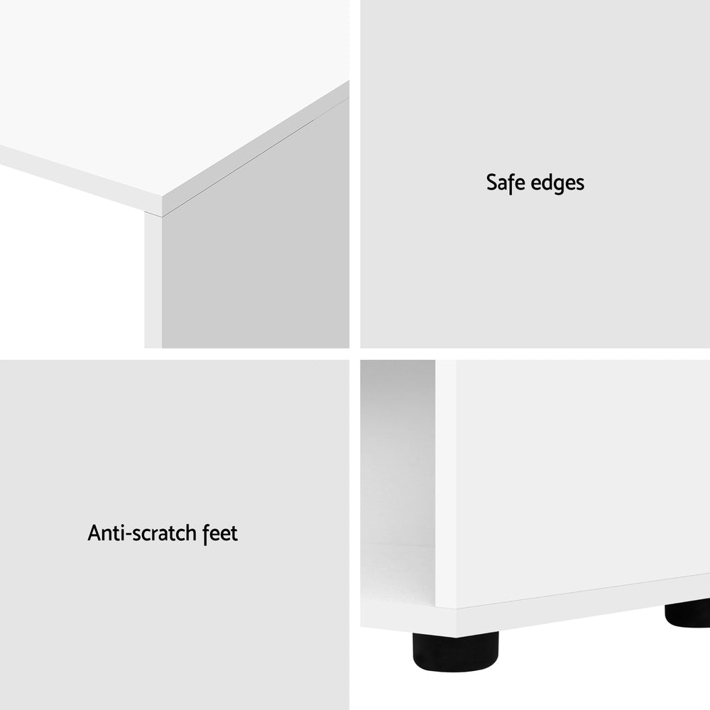 Artiss 130CM L-Shaped Computer Desk with Bookshelf White