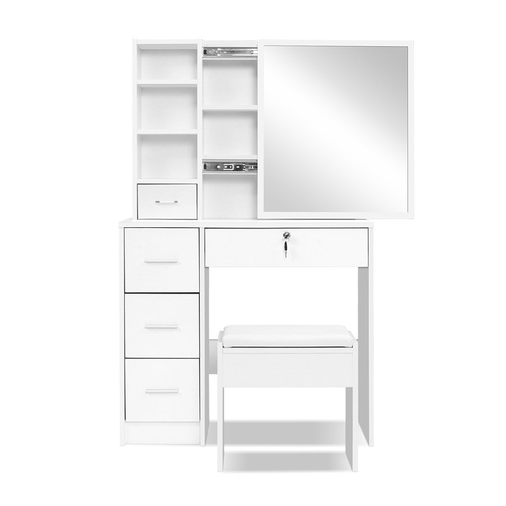 Diane Dressing Table Stool Set Sliding Mirror White