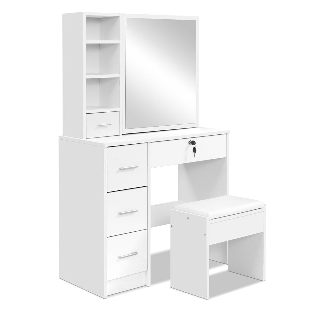 Diane Dressing Table Stool Set Sliding Mirror White