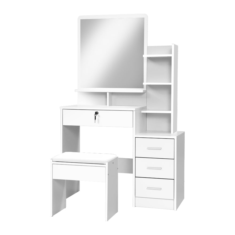 White Dressing Table Set 4 Drawers with Stool
