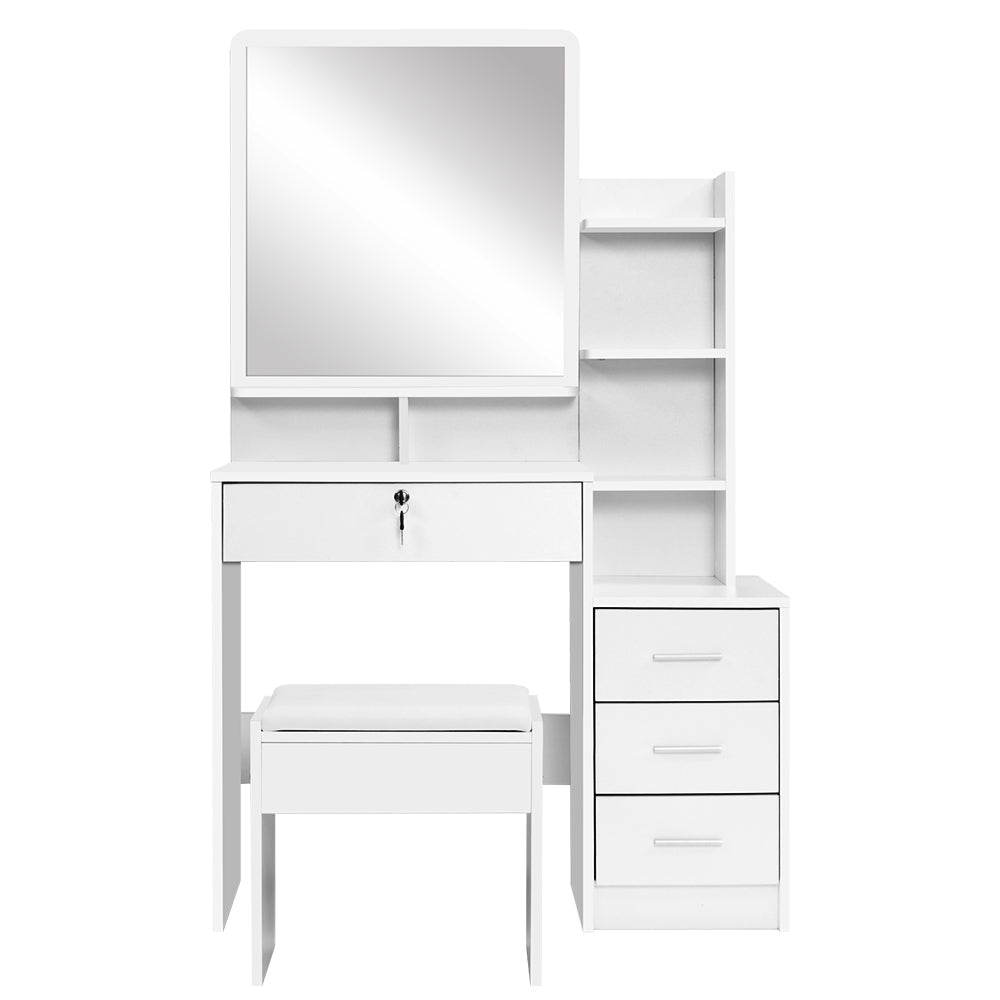 White Dressing Table Set 4 Drawers with Stool