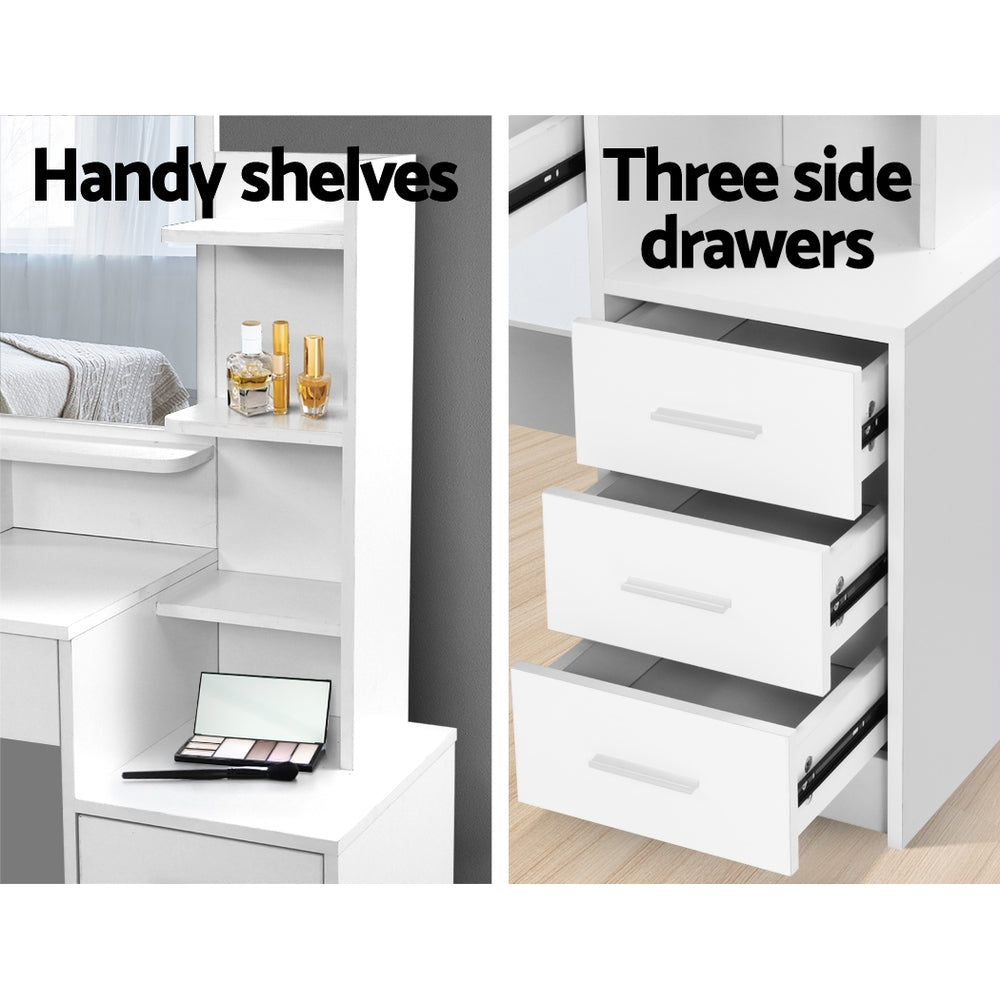 White Dressing Table Set 4 Drawers with Stool