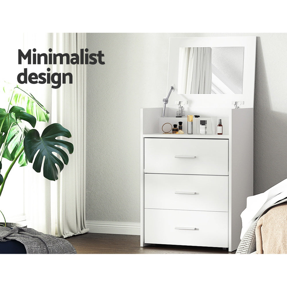 Artiss White Dressing Table and Stool Set with Hidden Mirror