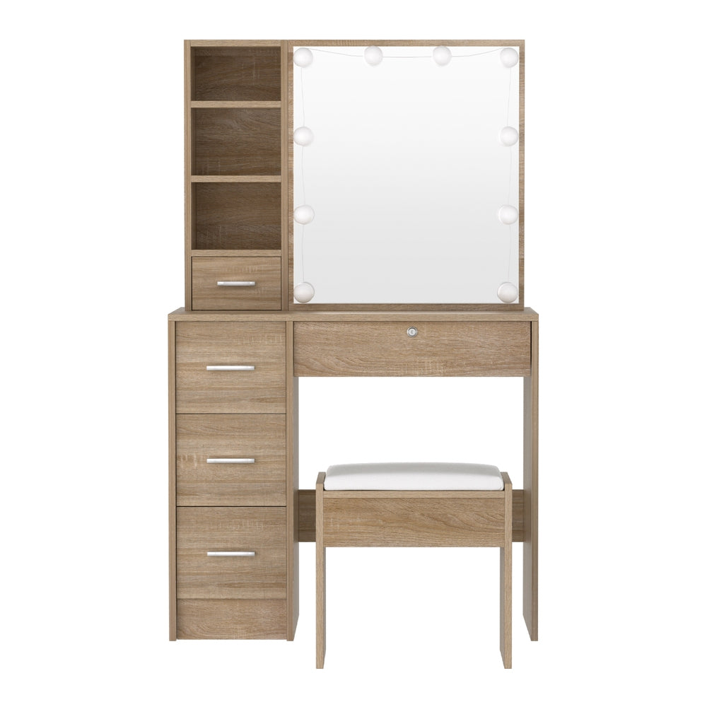 Hollywood Dressing Table Set 10 LED Bulbs Wood