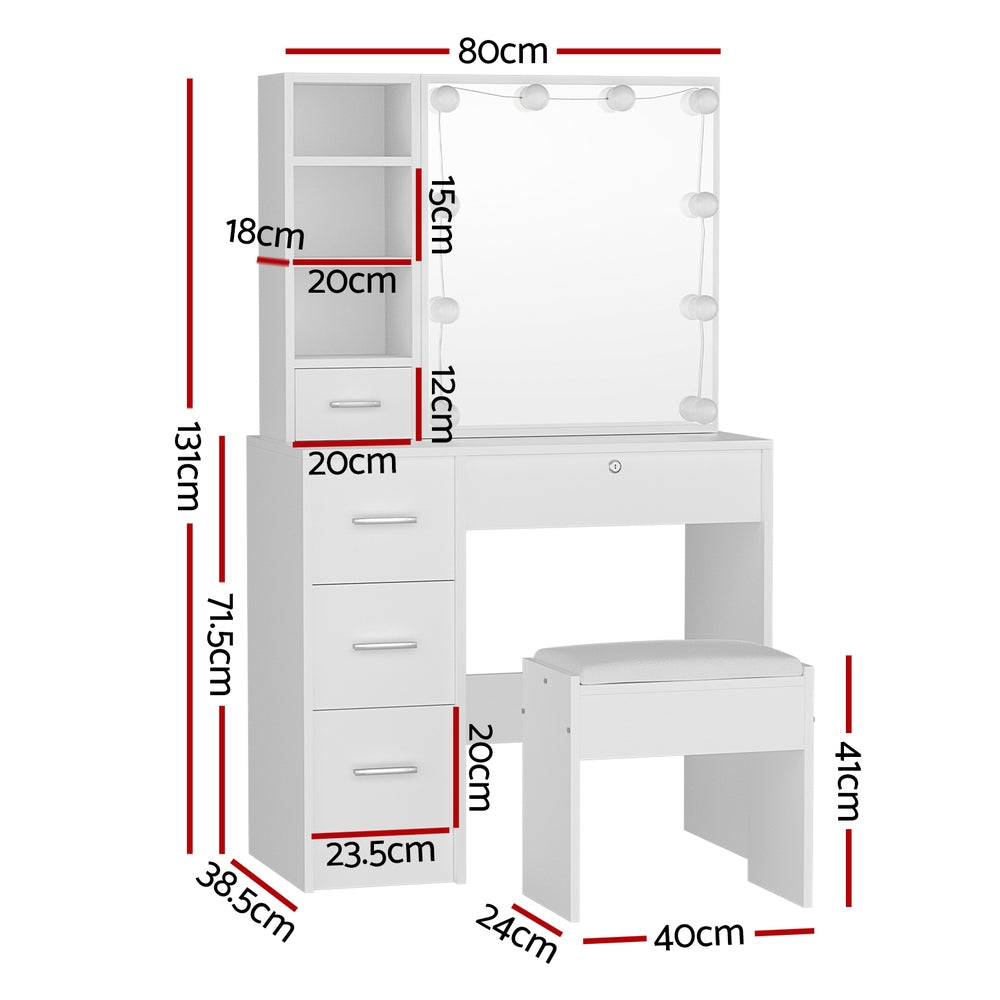 Dylan Dressing Table Set 10 LED Bulbs White