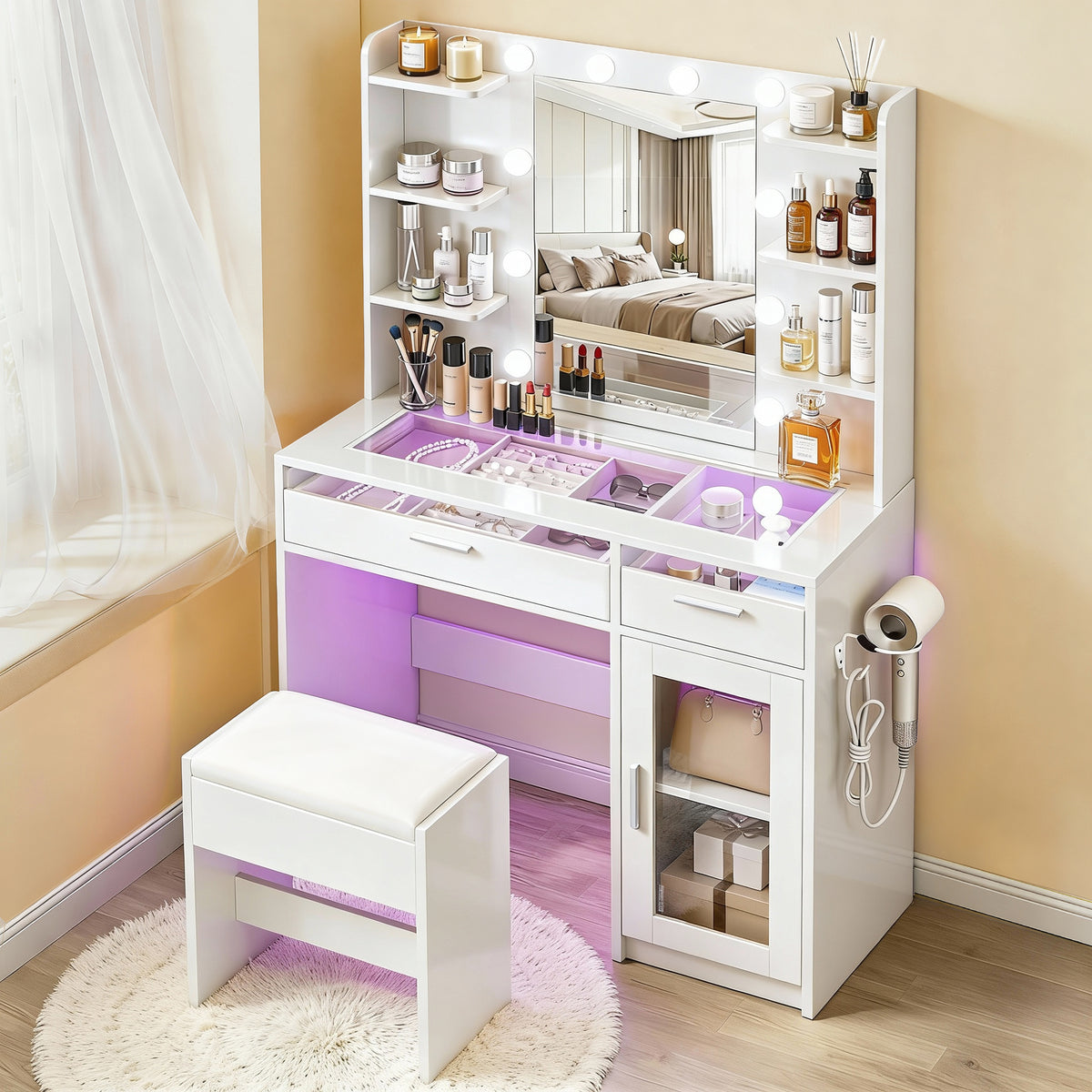 Artiss Dressing Table Vanity Desk Set 10 LED Bulbs White