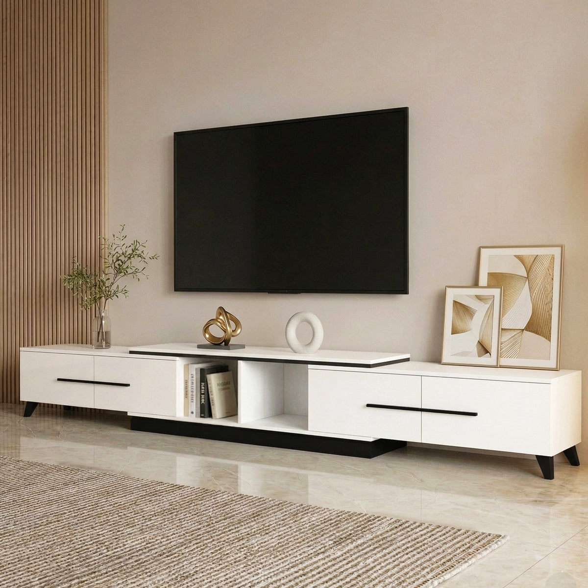 Artiss Extendable TV Cabinet 190-260cm Entertainment Unit White