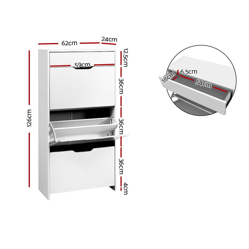 Luna Shoe Rack Cabinet 24 Pairs White