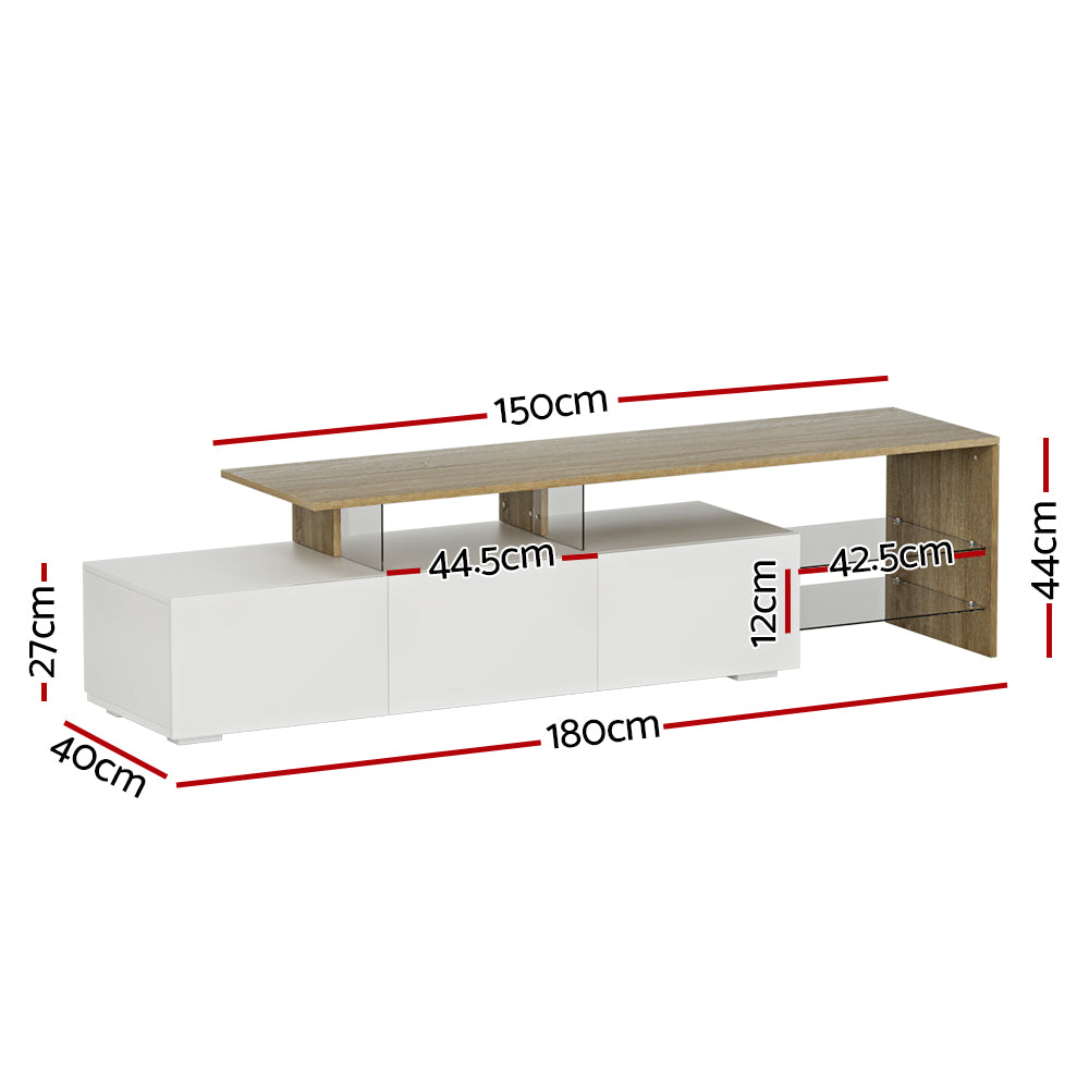James 180cm Entertainment Unit TV Cabinet White Wood