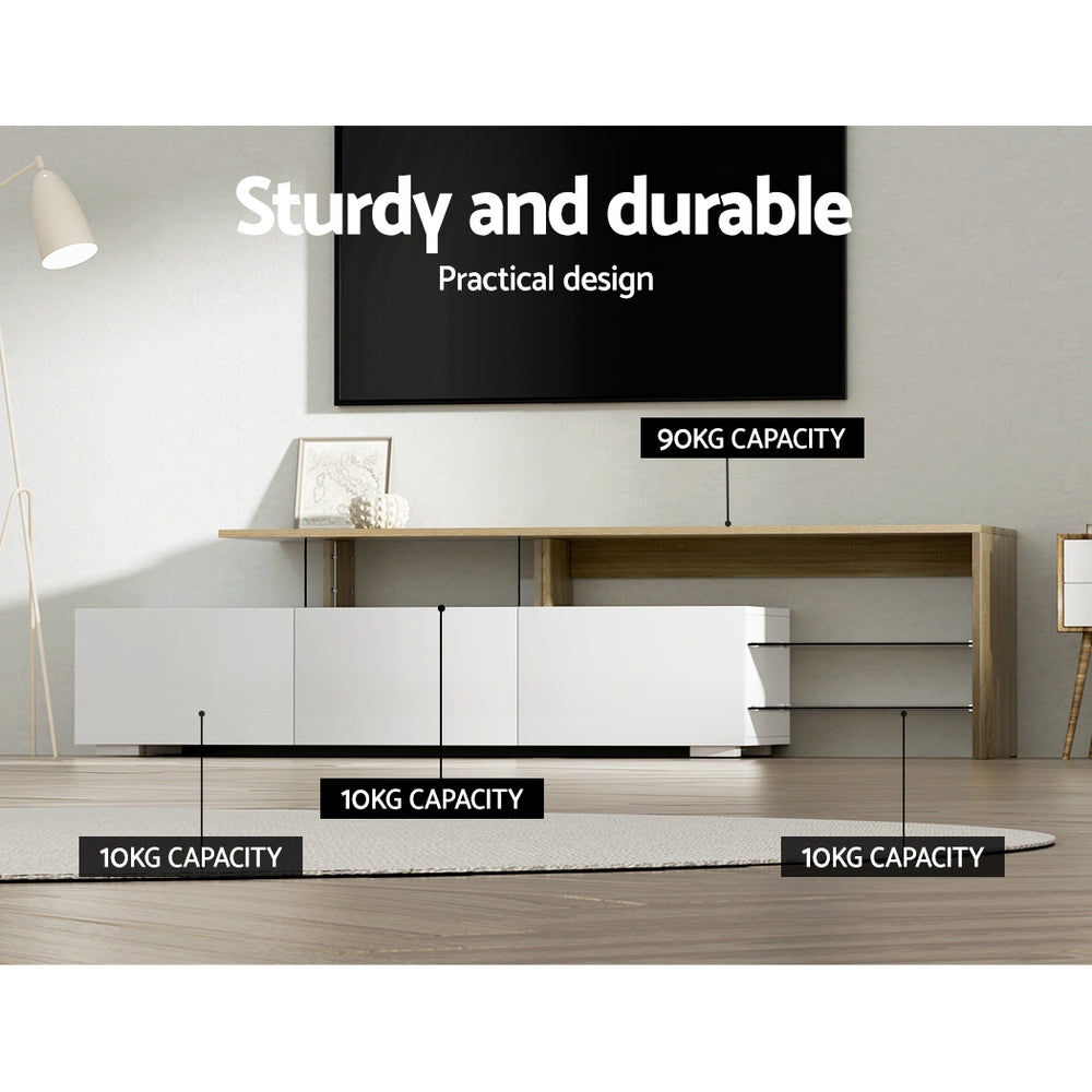 James 180cm Entertainment Unit TV Cabinet White Wood