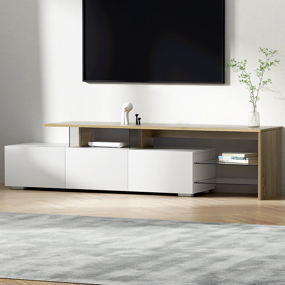 James TV Cabinet Entertainment Unit 180cm Wood White