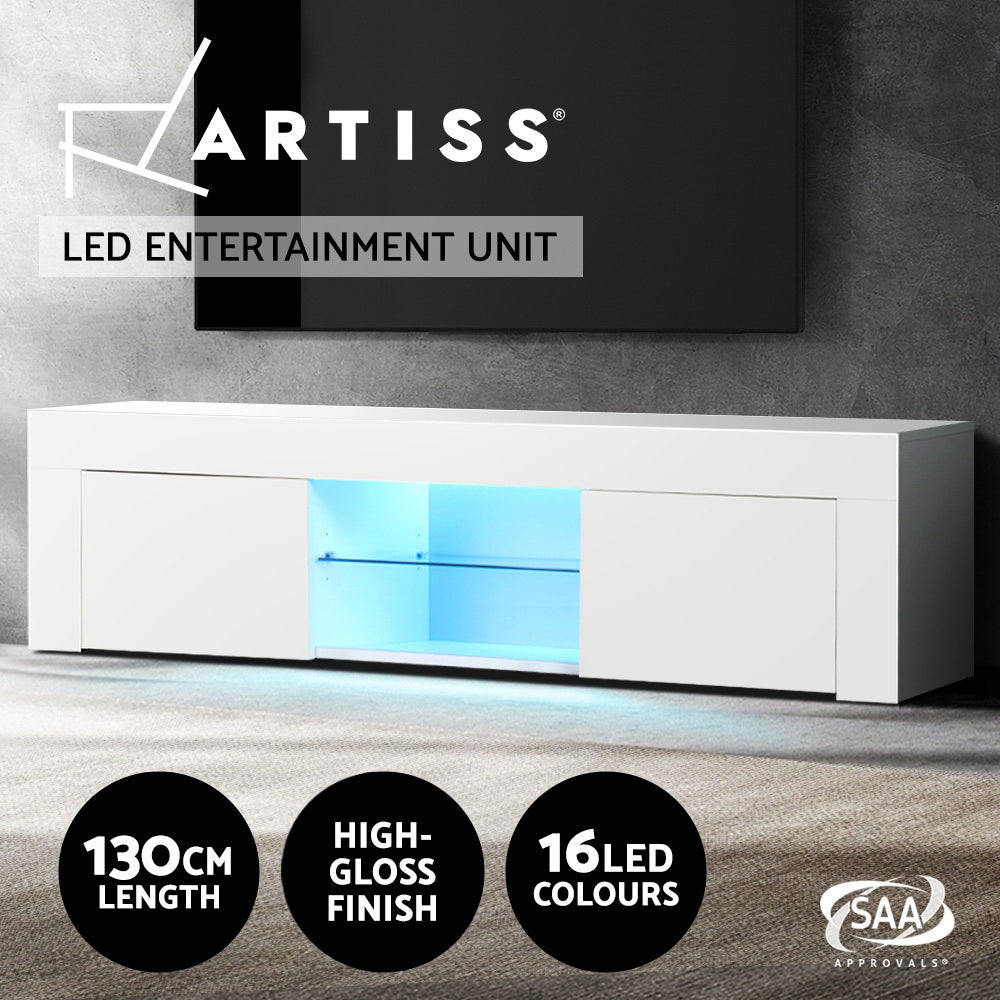 Angus 130cm TV Cabinet LED Entertainment Unit White