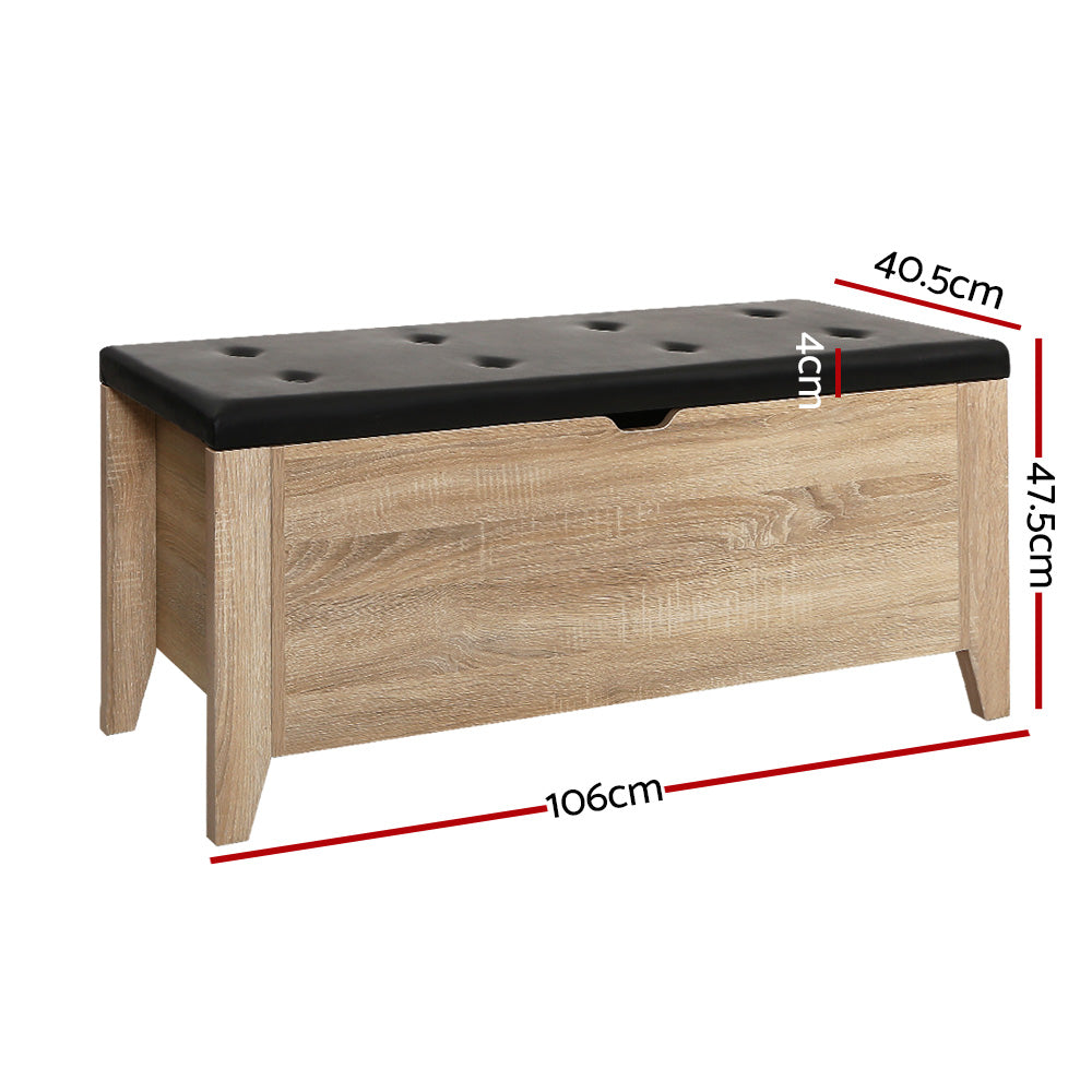 Artiss Oak Leather Storage Ottoman Blanket Box