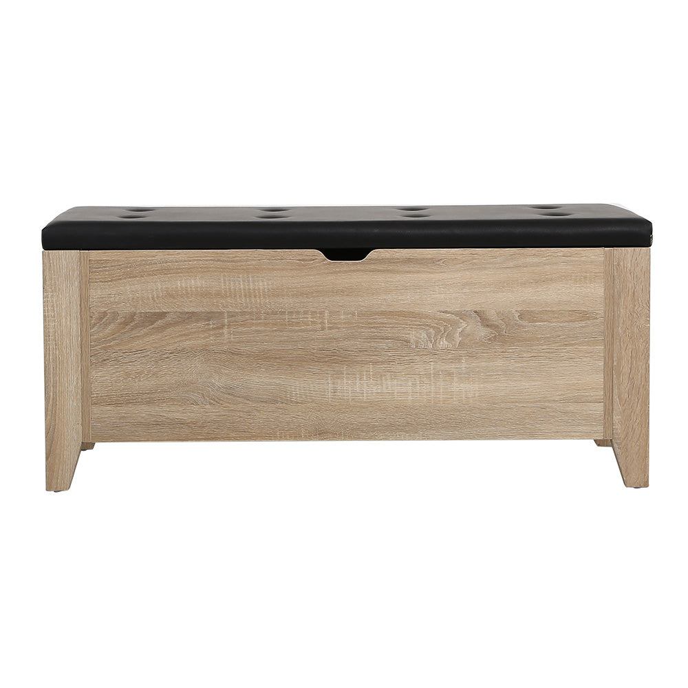 Artiss Oak Leather Storage Ottoman Blanket Box