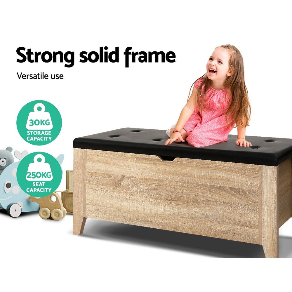 Artiss Oak Leather Storage Ottoman Blanket Box