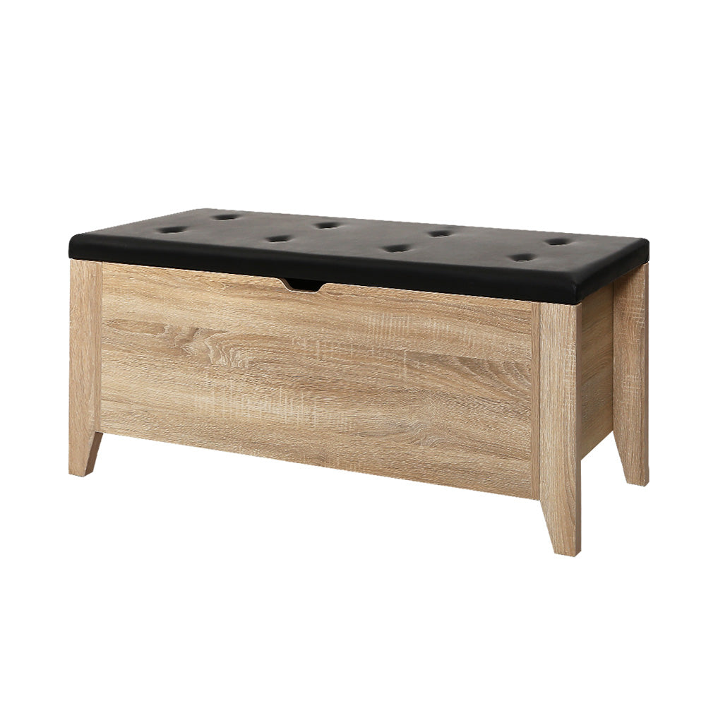 Artiss Oak Leather Storage Ottoman Blanket Box