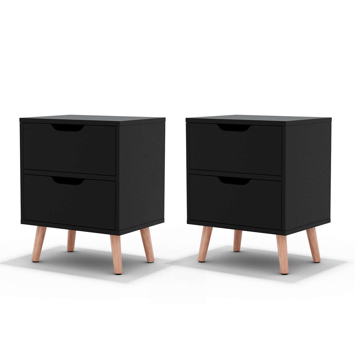Boden 2 Drawer Bedside Table Black, Set of Two