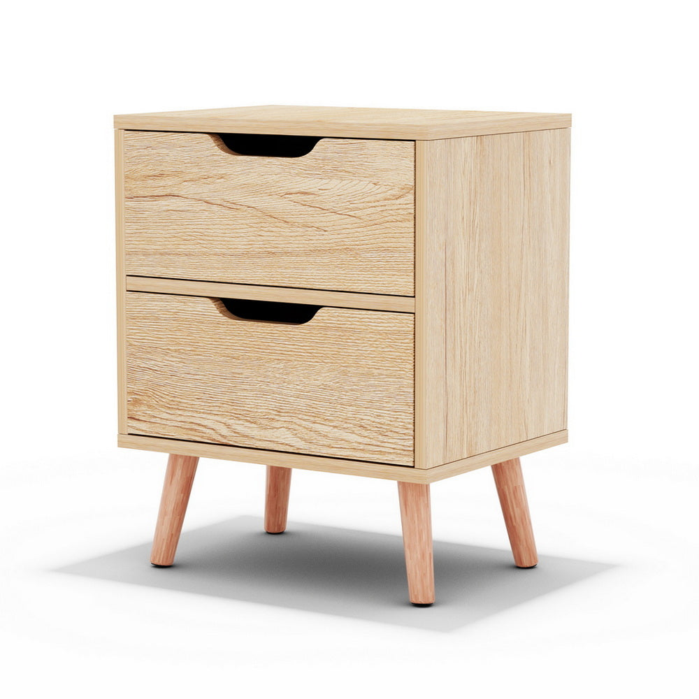 Boden Bedside Table 2 Drawers Nightstand Pine