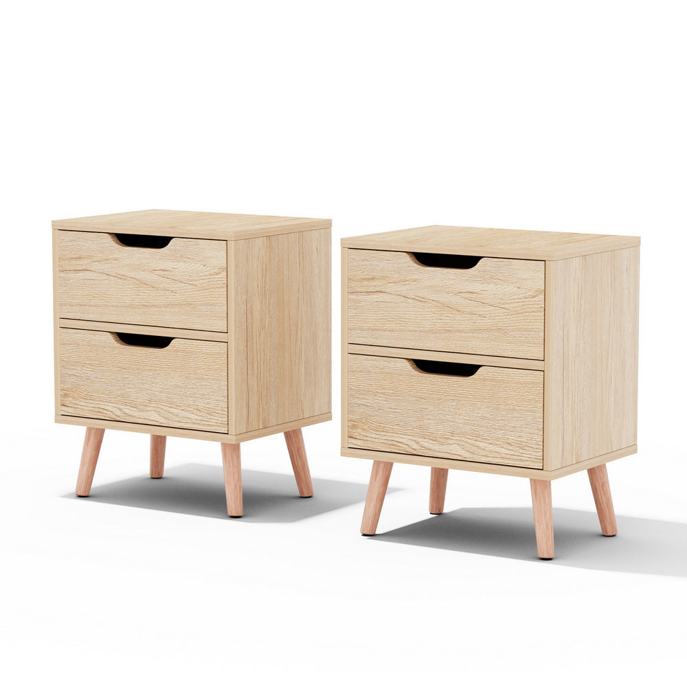 Boden 2 x Bedside Table 2 Drawers Pine Particle Board