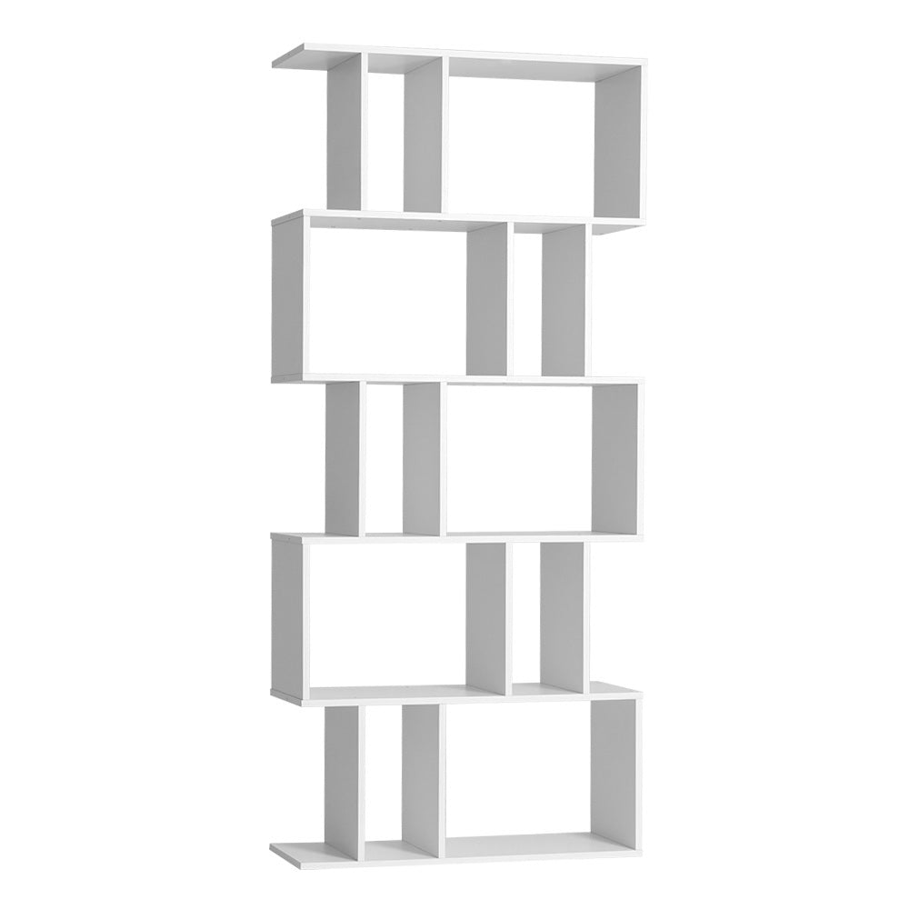 Rita 5 Tier Zig Zag Bookshelf Storage Unit White