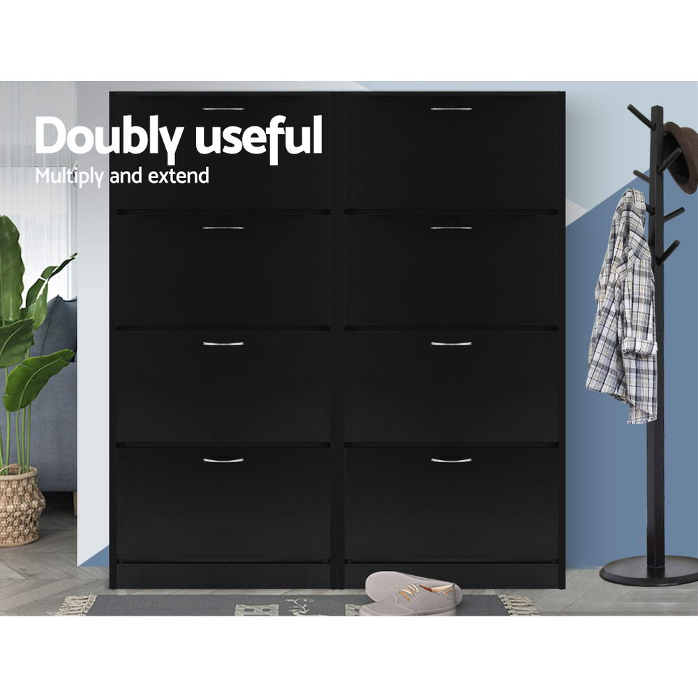 Artiss 60-Pair Shoe Rack Cabinet 4-Door Black