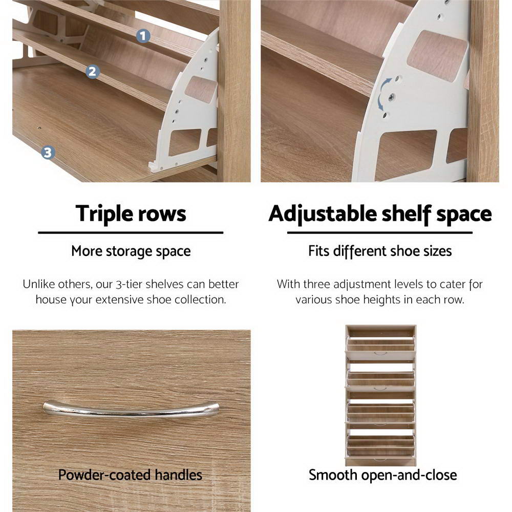 Artiss 60-Pair Shoe Rack Cabinet 4-Door Wood