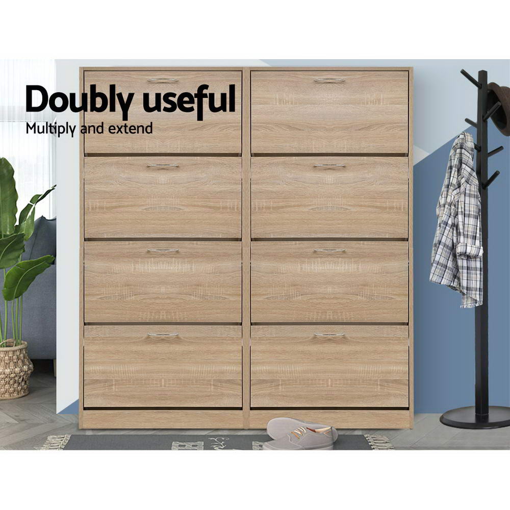 Artiss 60-Pair Shoe Rack Cabinet 4-Door Wood