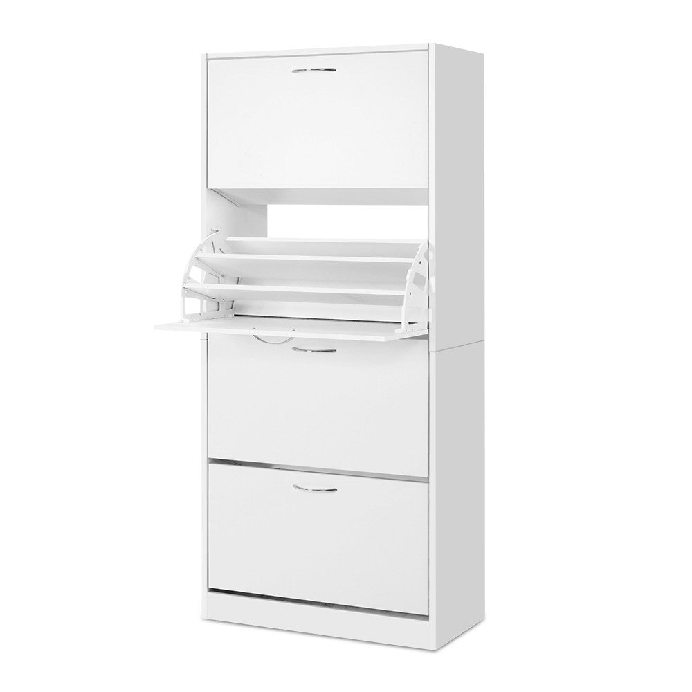 Artiss White Shoe Rack Cabinet 60 Pairs 4-Door