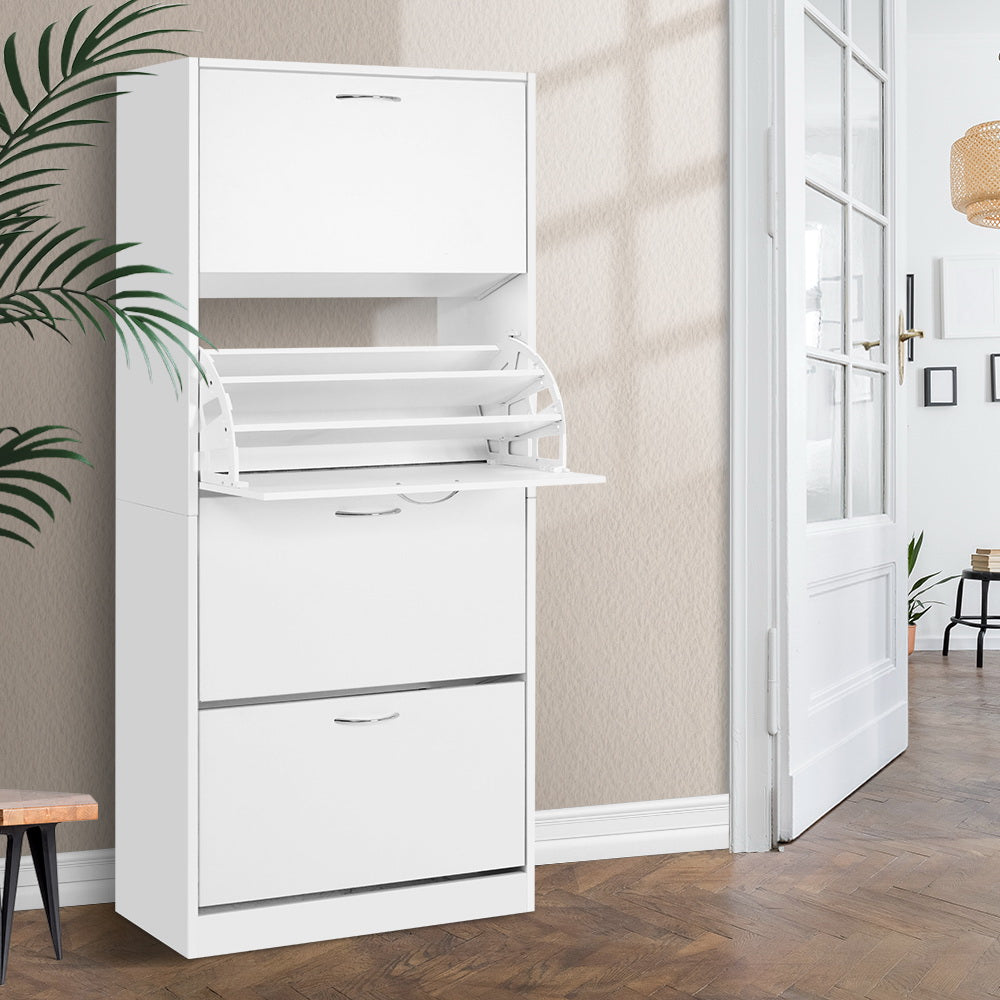 Artiss White Shoe Rack Cabinet 60 Pairs 4-Door