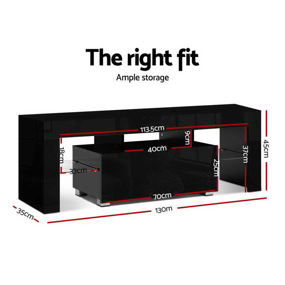 Elo 130cm TV Cabinet LED Entertainment Unit Black